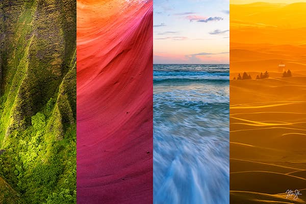 Color Theory in Interior Design with Nature Photography | Pictured: Four Colorful Nature Photos as a Collage