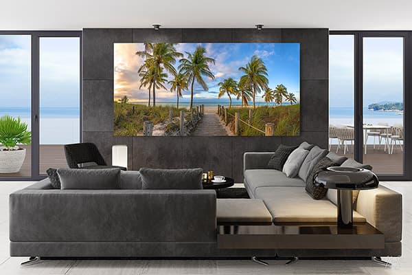 Yosemite's Tunnel View at Sunrise in a Larson Juhl frame inside a luxury home