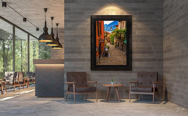 Bellagio Bellezza fine art print in a workspace setting