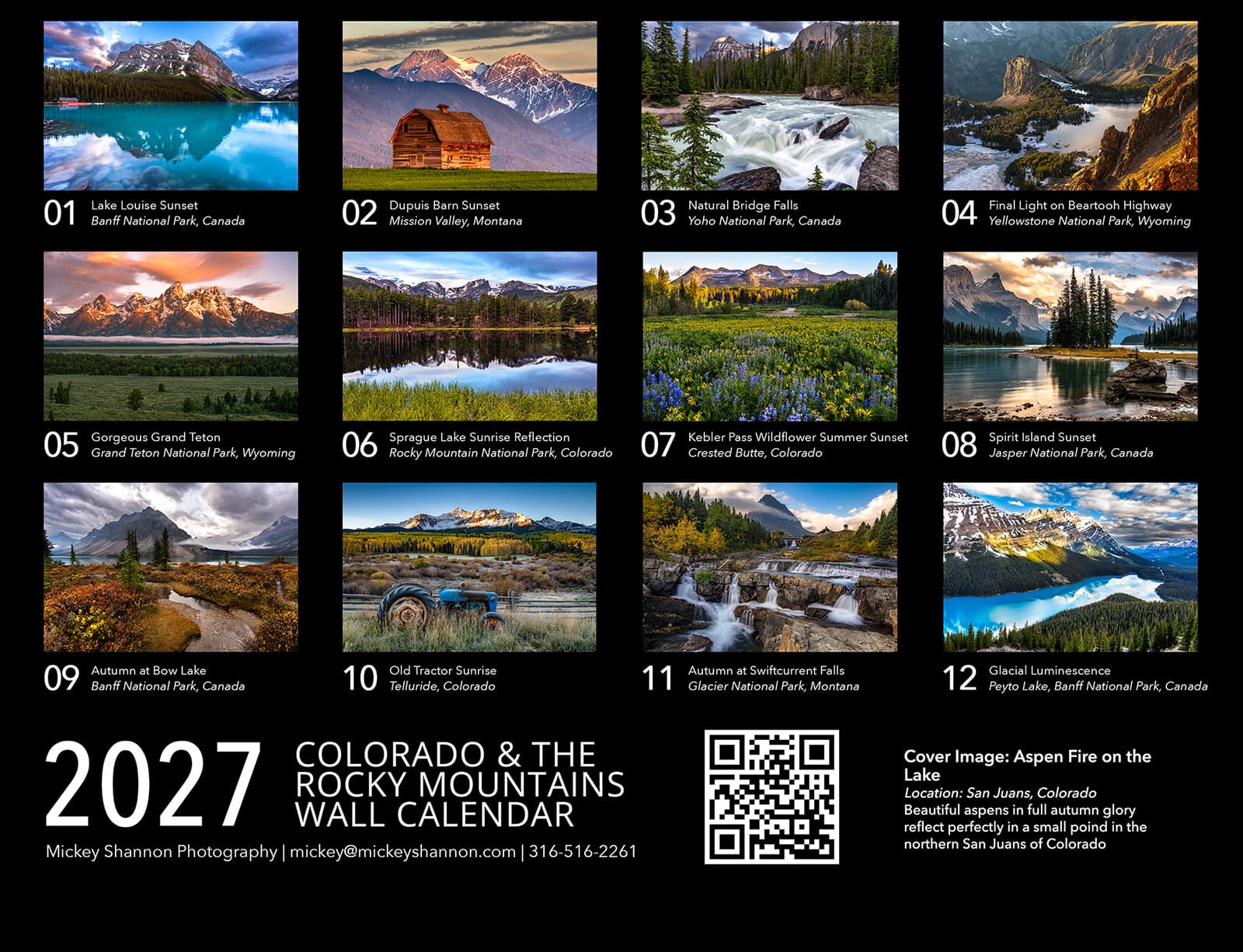 Colorado & the Rocky Mountains 2027 calendar back cover