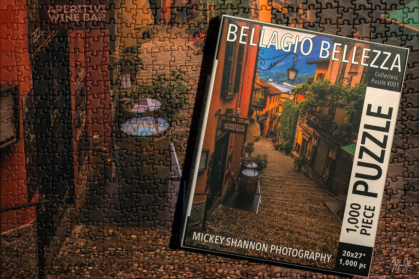 Bellagio Italy fine art photography puzzle featuring iconic cobblestone steps on Lake Como
