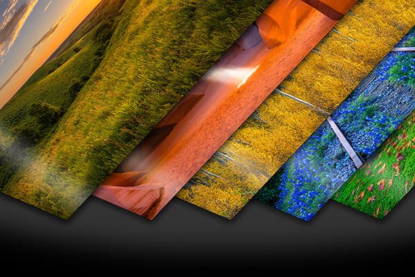 An assortment of fine art nature photography paper prints