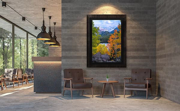 Yosemite's Tunnel View at Sunrise in a Larson Juhl frame inside a luxury home