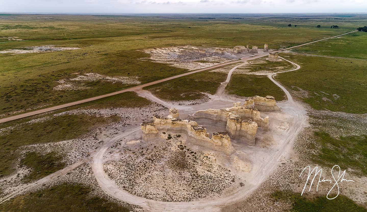 Aerial Monument Rocks - Monument Rocks, Kansas