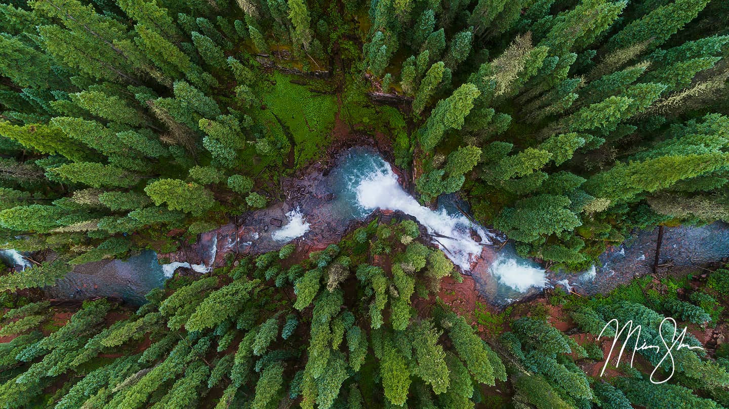 Aerial South Mineral Creek Falls - South Mineral Creek Falls, Silverton, Colorado