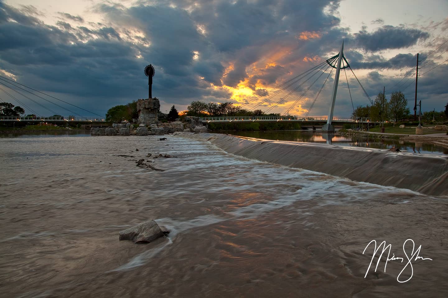 Arkansas River Sunset - Keeper of the Plains, Arkansas River, Wichita, Kansas