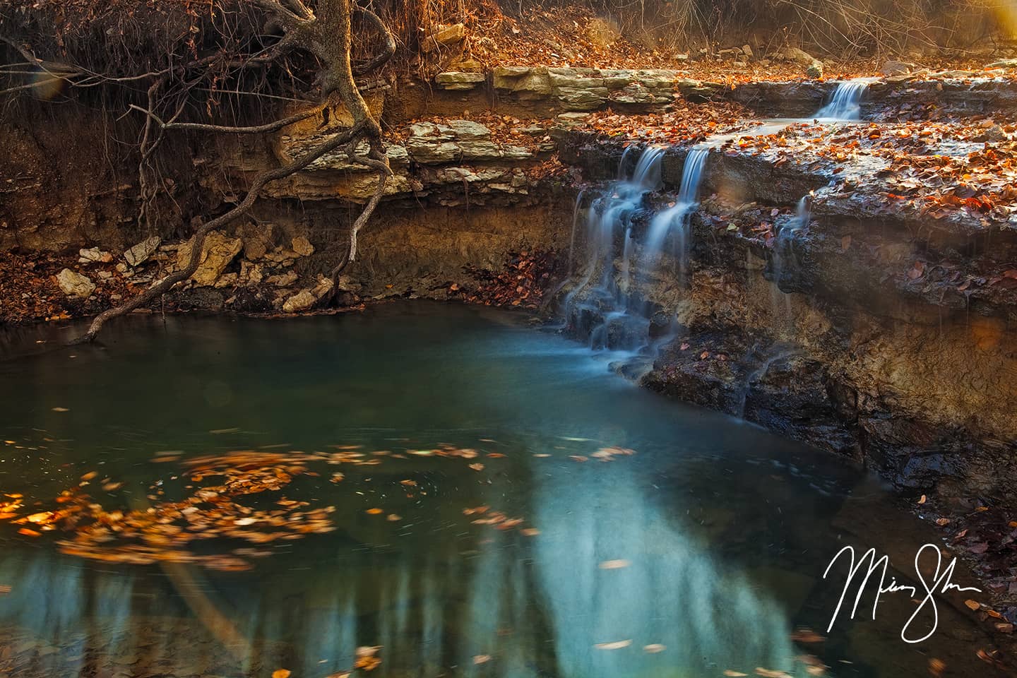 Autumn at Chase Lake Falls - Chase State Fishing Lake, Kansas