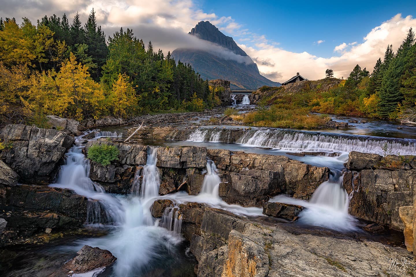 Autumn at Swiftcurrent Falls - Swiftcurrent Lake, Glacier National Park, Montana
