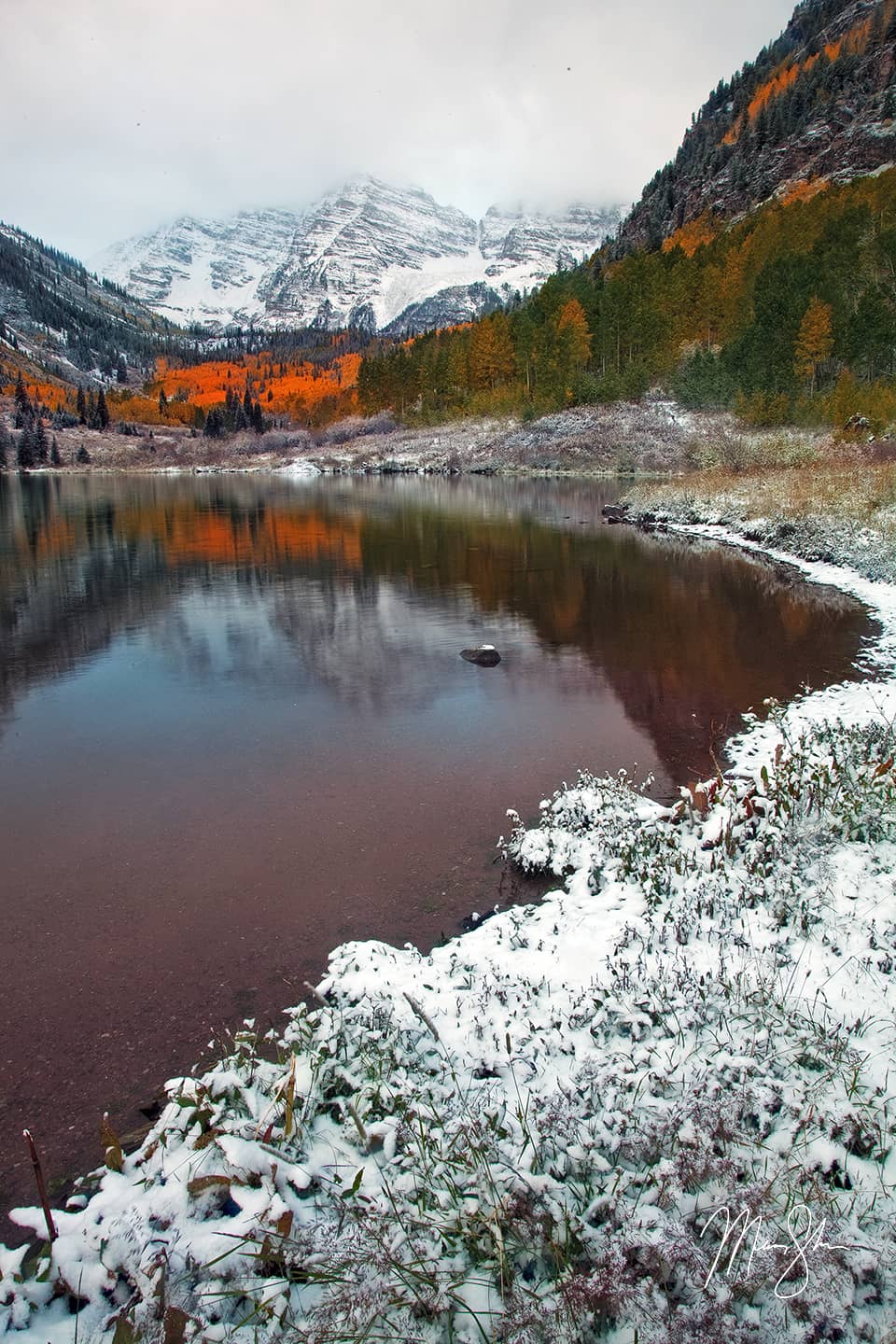 Autumn Snow at the Maroon Bells - Maroon Bells, Aspen, Colorado