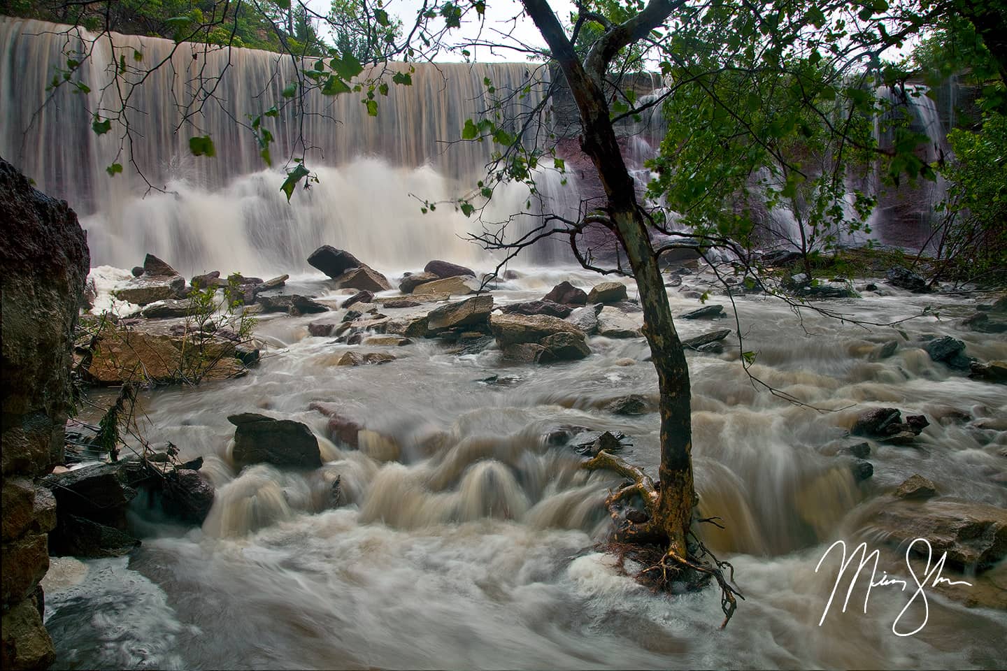 Cowley Falls Deluge - Cowley State Fishing Lake Waterfall, Kansas