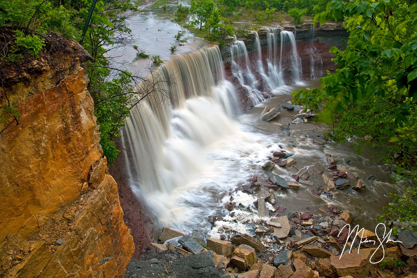 Cowley Falls - Cowley State Fishing Lake Waterfall, Kansas