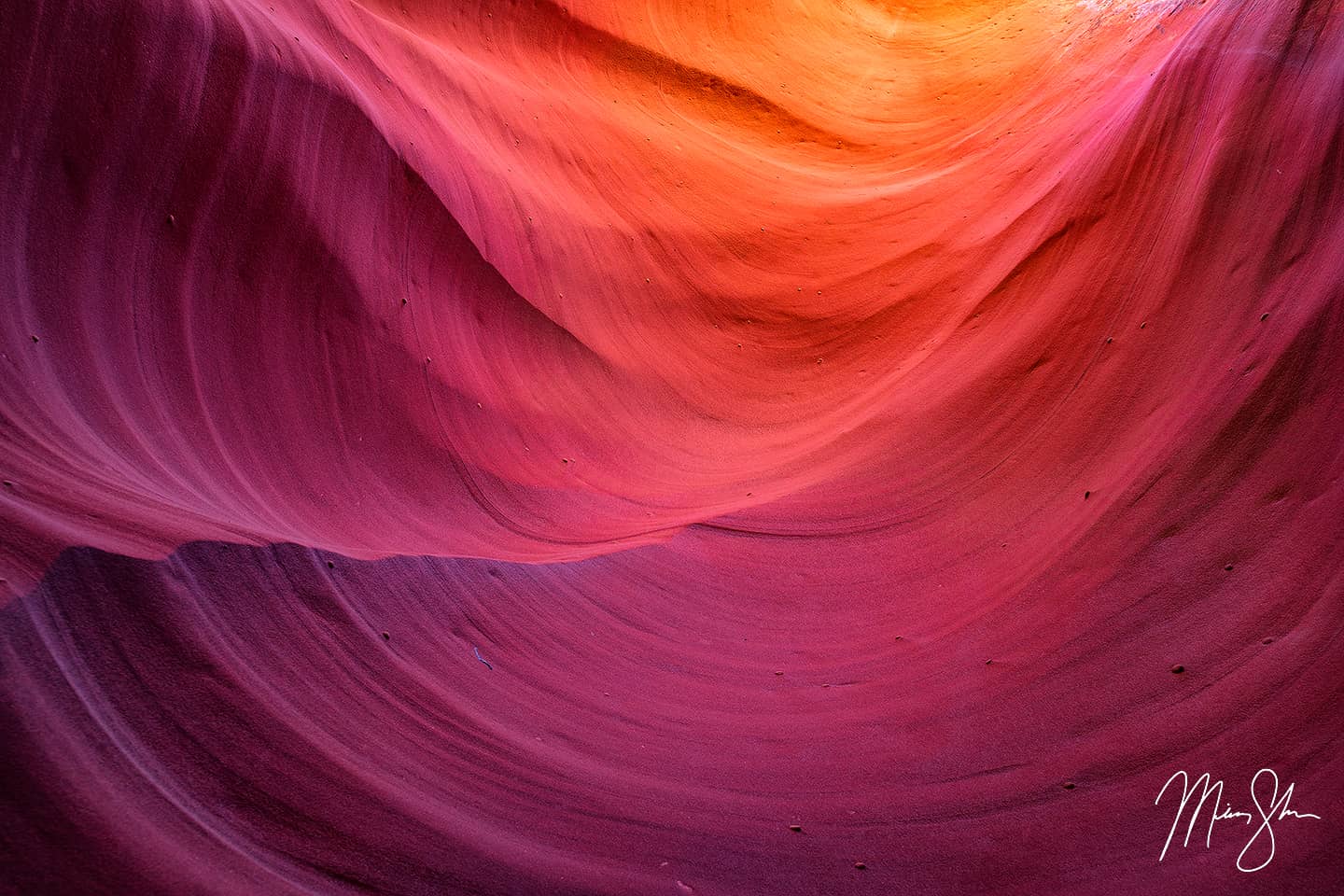 Beautiful colors on the sandstone walls of a classic slot canyon