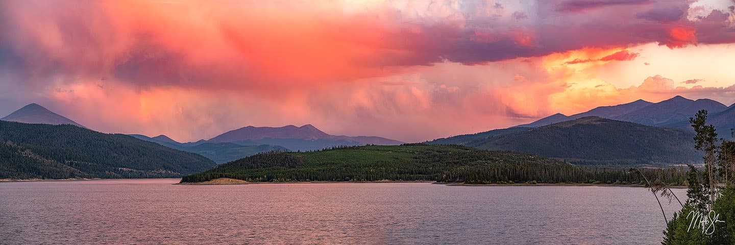 Dillon Reservoir Panoramic Sunset - Dillon Lake, Summit County, Colorado