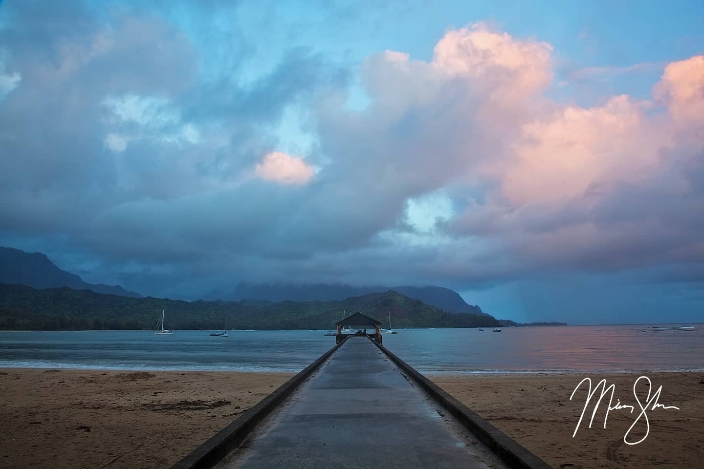 Down the Pier at Hanalei Bay - Hanalei, Kauai, Hawaii