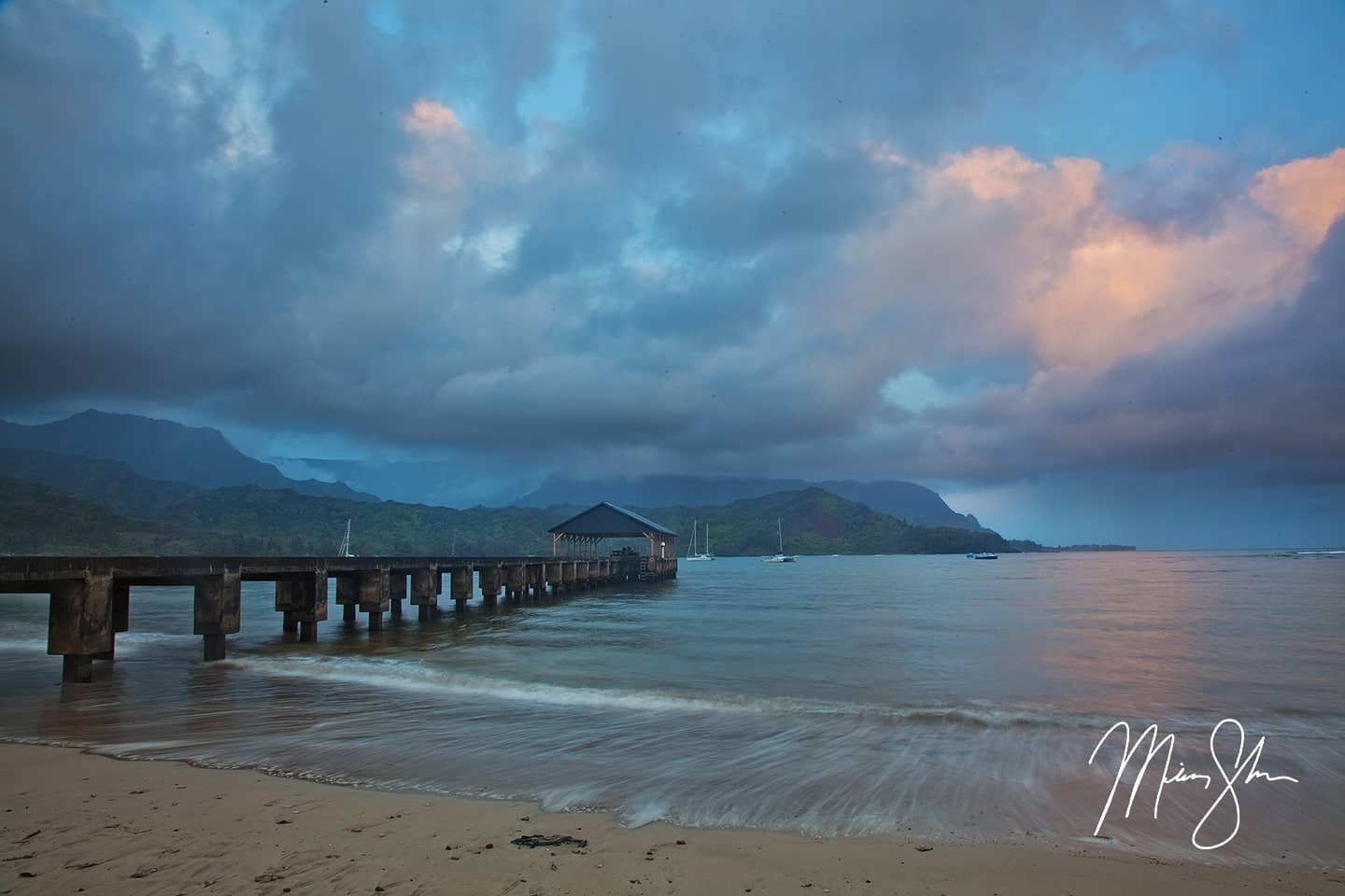 Early Morning at the Hanalei Bay Pier - Hanalei, Kauai, Hawaii