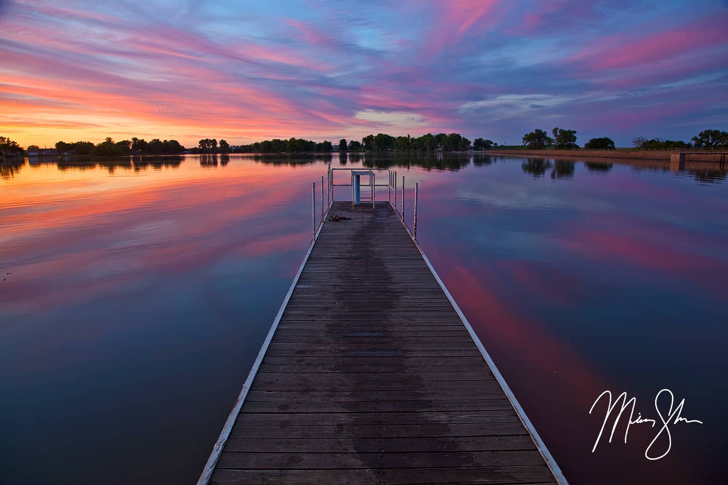 Eureka City Lake Pier Sunset - Eureka City Lake, Kansas