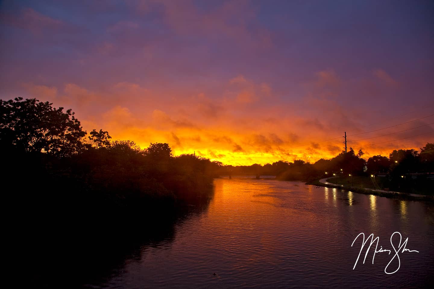 Fiery Arkansas River Sunset - Wichita, Kansas