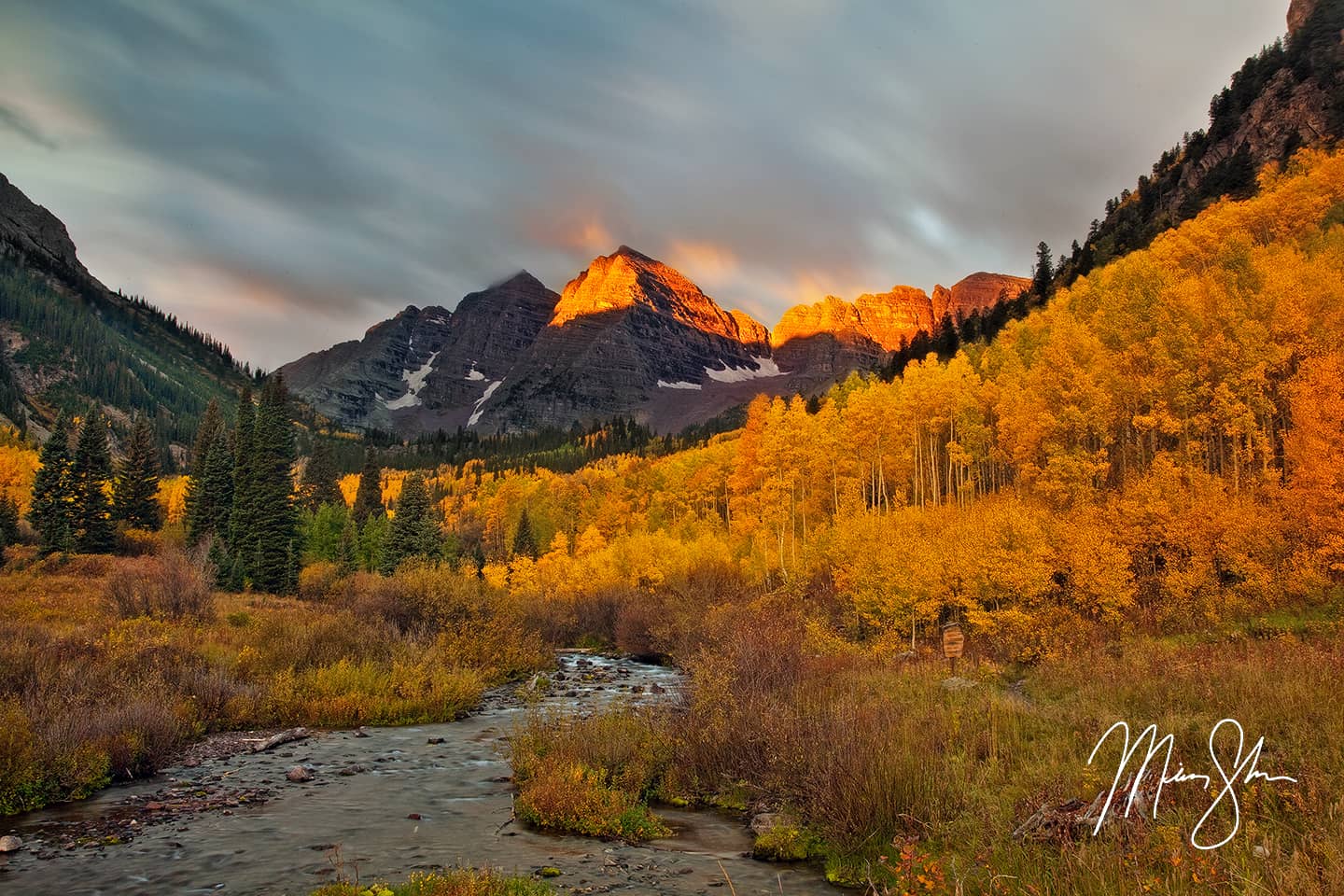 Fiery Sunrise at the Maroon Bells - Maroon Bells, Aspen, Colorado