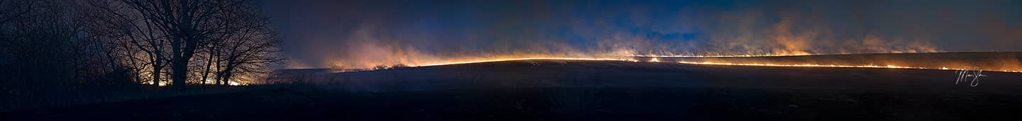 Flint Hills Burning Panorama - Flint Hills, Kansas