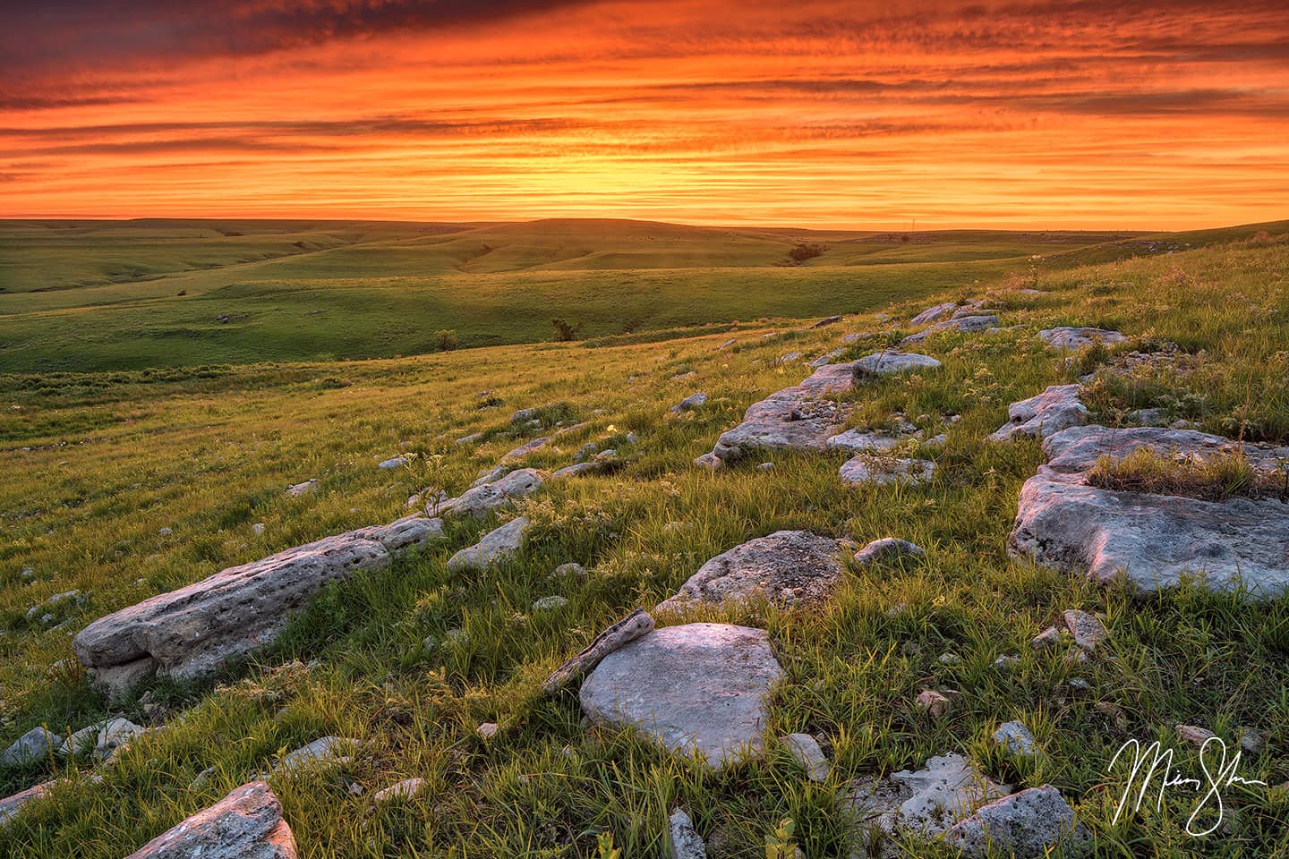 Flint Hills Spring Sunset - Texaco Hill, The Flint Hills, Kansas