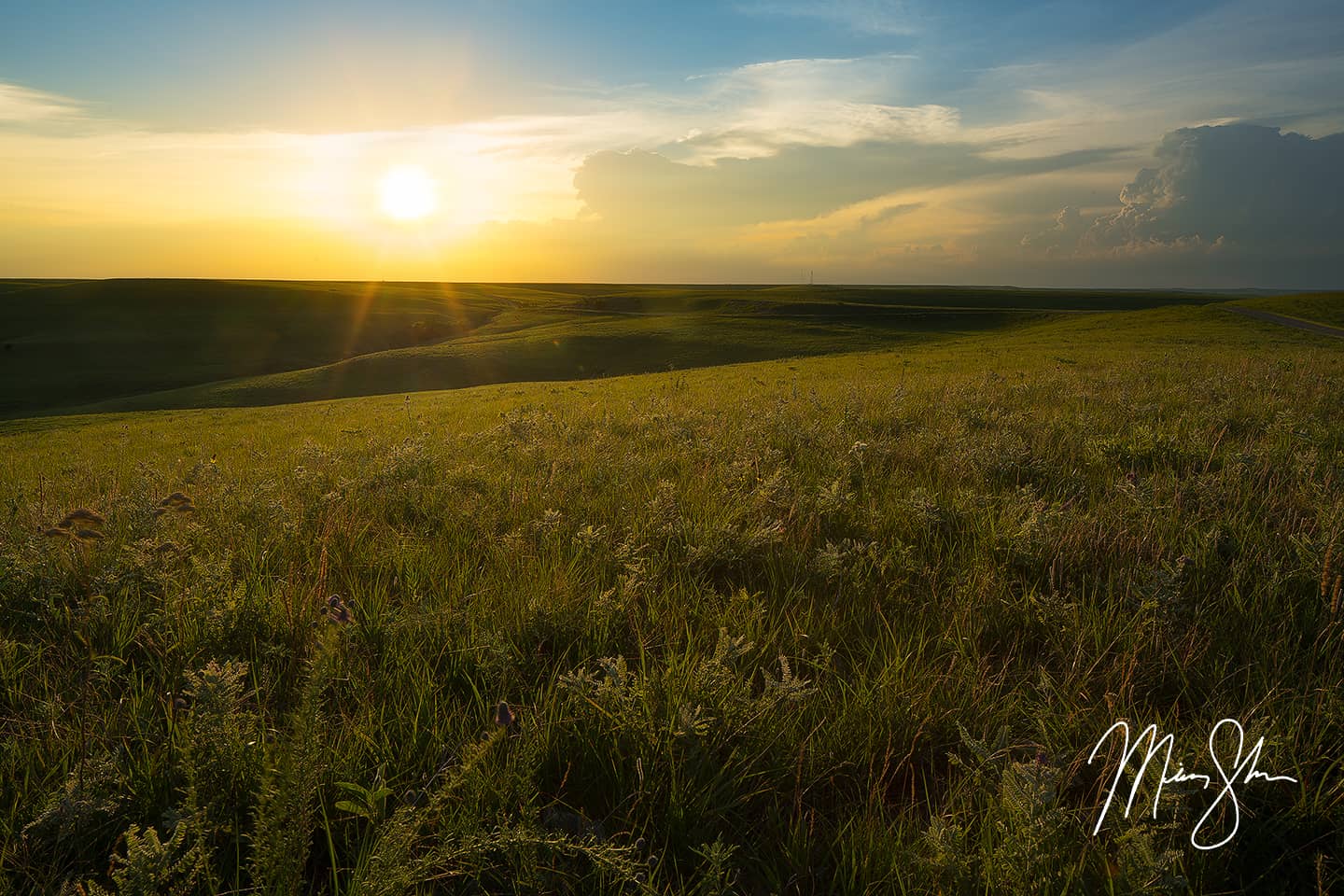 Flint Hills Sunset Warmth - Texaco Hill, The Flint Hills, Kansas