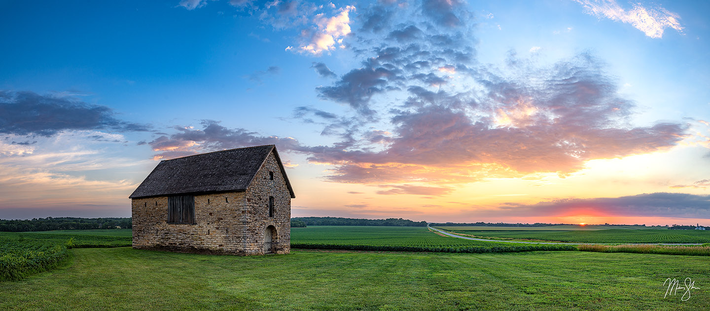 John Dickinson Stone Barn Sunset - Robinson, Kansas