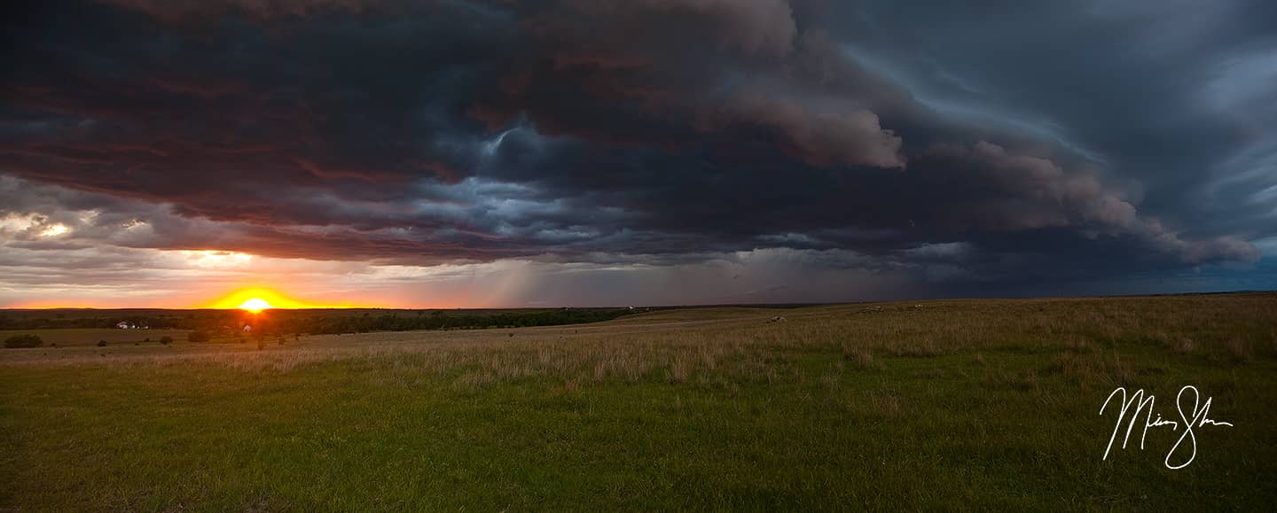 Kansas Storm and Sunset Panorama - Near Minneapolis, Kansas