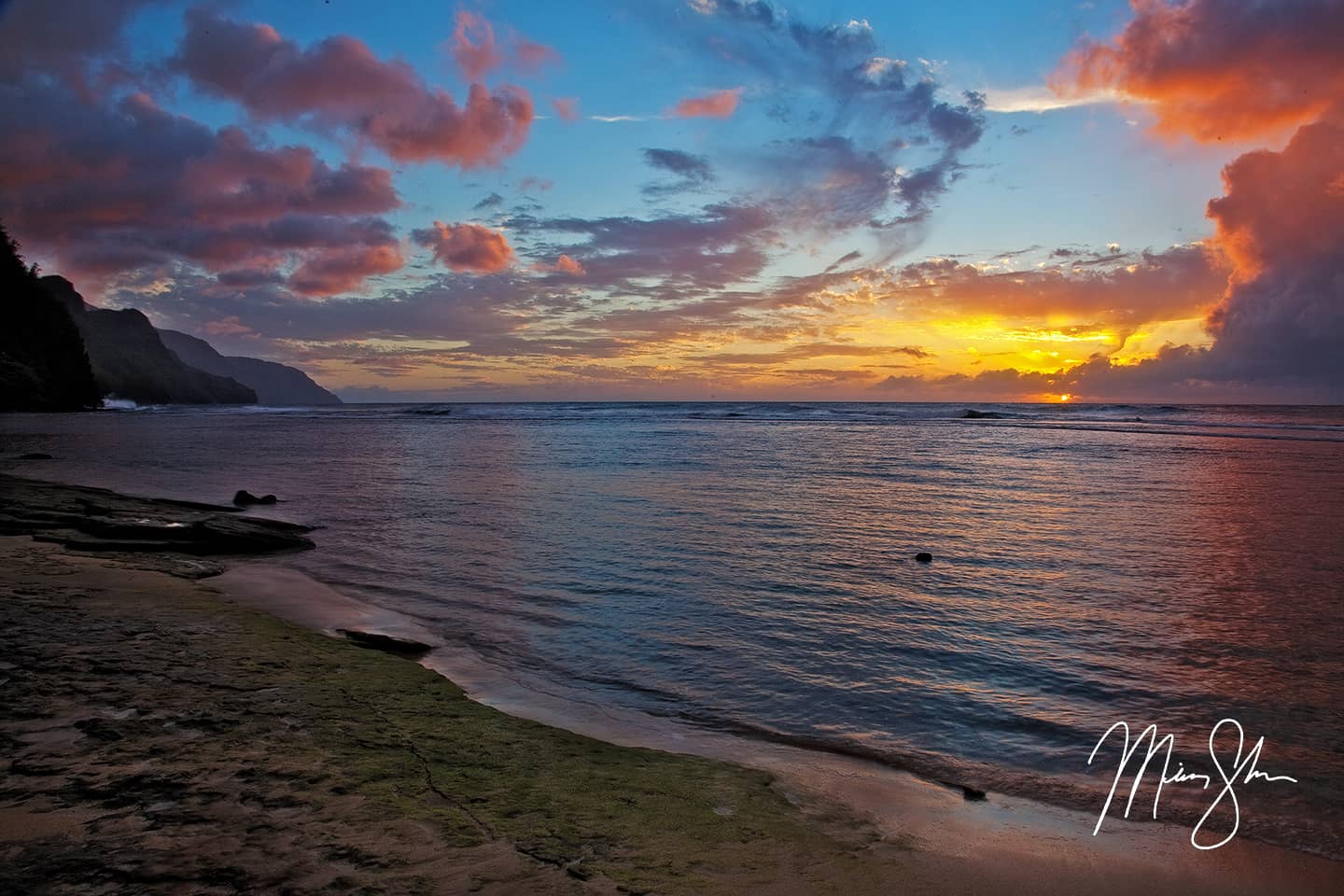 Ke'e Beach Sunset - Ke'e Beach, Napali Coast, Kauai, Hawaii