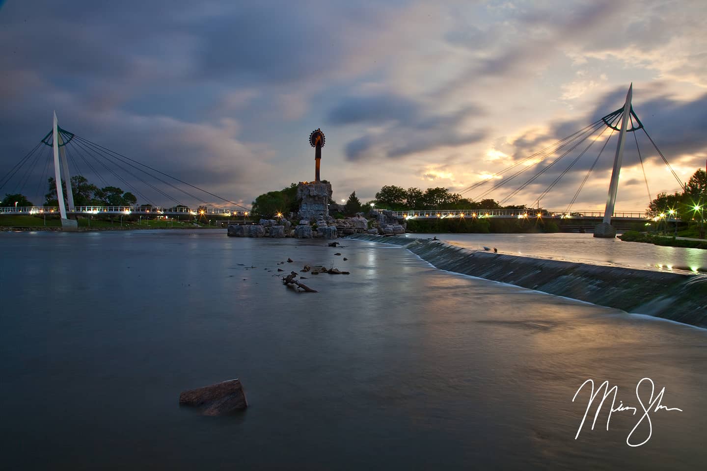 Keeper of the Plains Stormy Sunset Motion - Keeper of the Plains, Wichita, Kansas