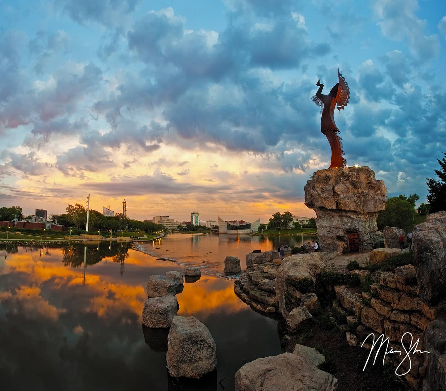 Keeper of the Plains Stormy Sunset - Wichita, Kansas