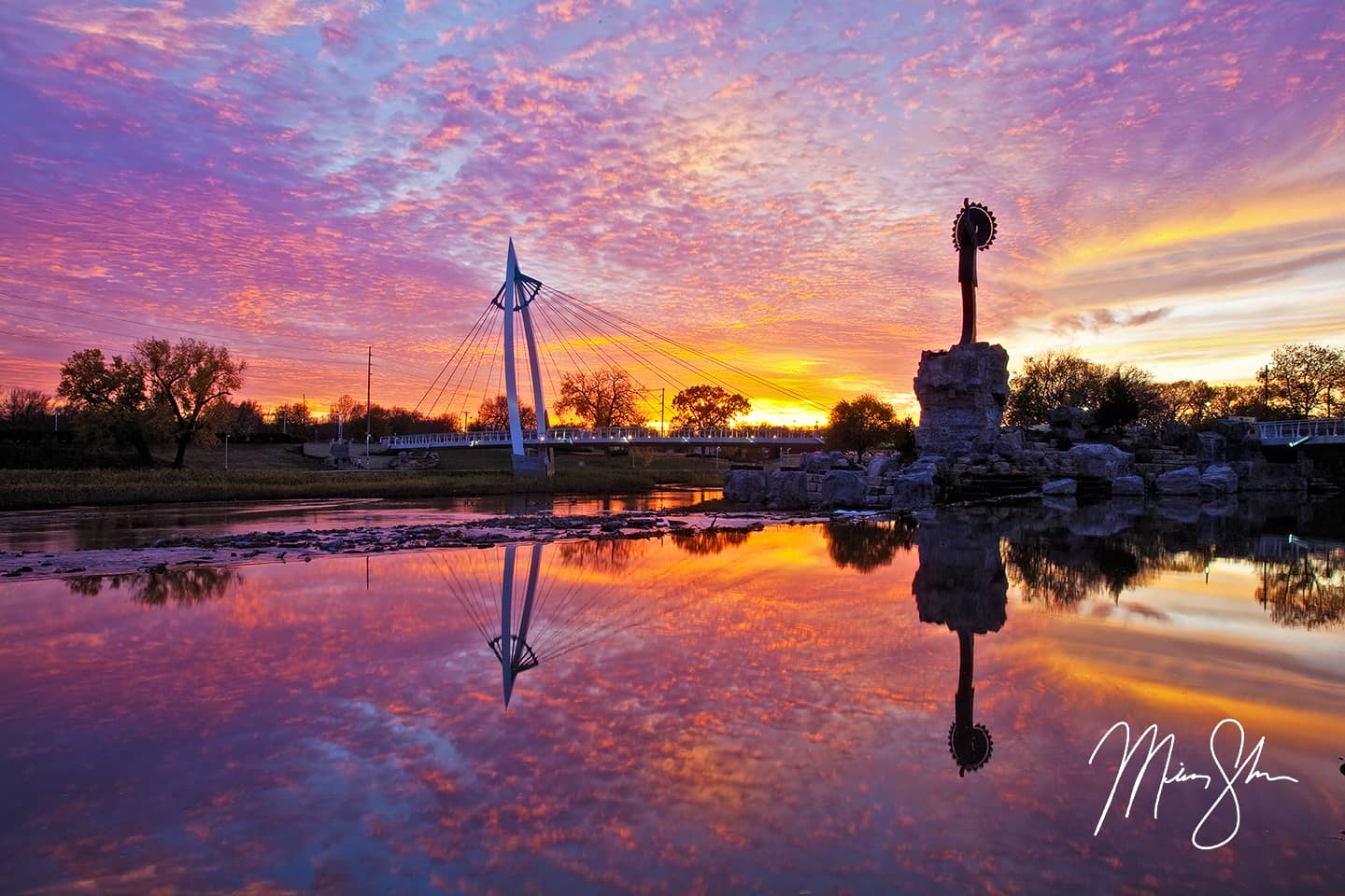 Keeper of the Plains Sunset Reflection - Keeper of the Plains, Wichita, Kansas