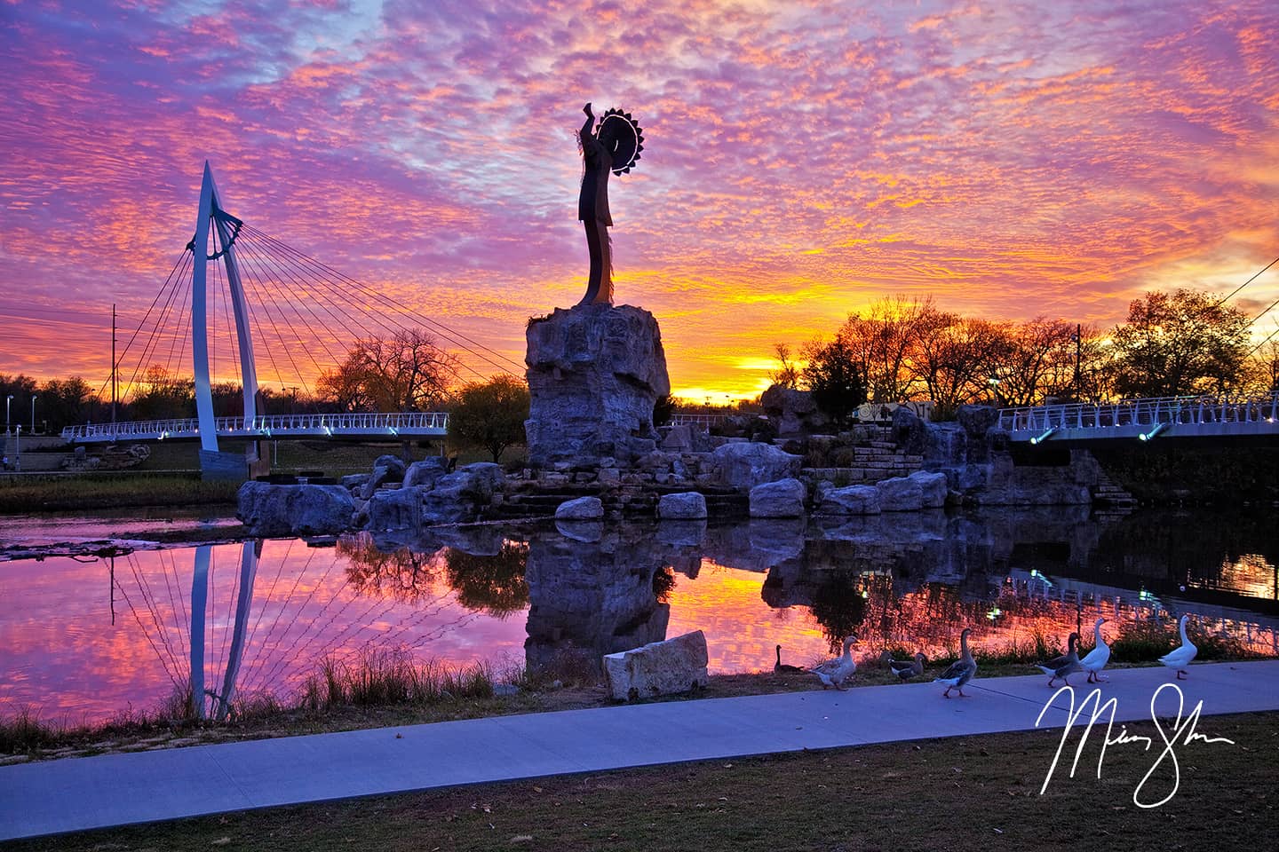 Keeper Of The Plains Sunset - Wichita, Kansas