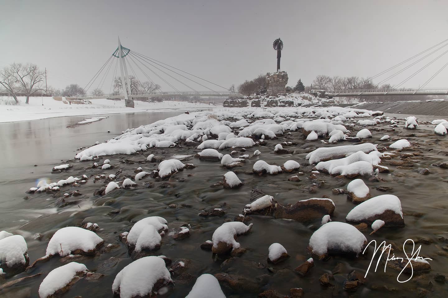 Keeper Of The Plains Winter Landscape - Keeper of the Plains, Wichita, Kansas