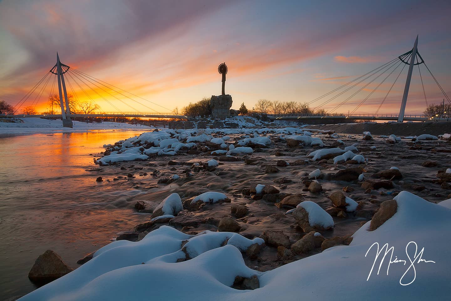 Keeper Of The Plains Winter Sunset - Keeper of the Plains, Wichita, KS