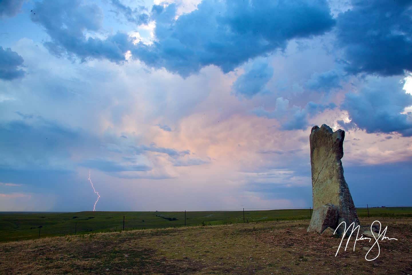 Lightning At Teter Rock - Teter Rock, Flint Hills near Cassoday, Kansas