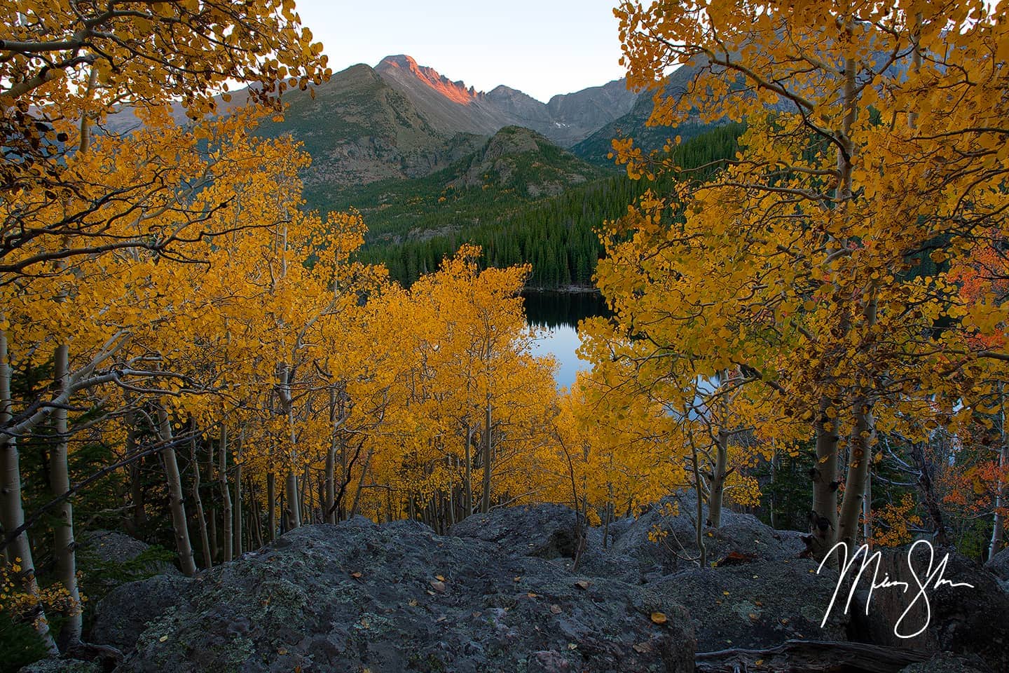 Longs Peak Over Bear Lake Autumn Colors - Bear Lake, Rocky Mountain National Park, Estes Park, Colorado