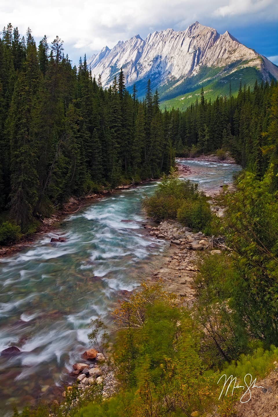 Maligne River Mountains - Maligne Canyon, Jasper National Park, Alberta, Canada