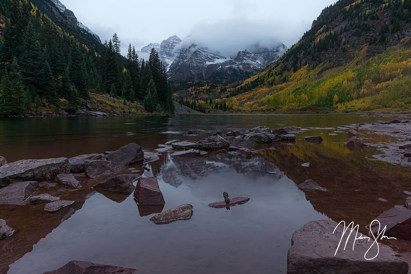 Maroon Bells Autumn Reflection - Maroon Bells, Colorado