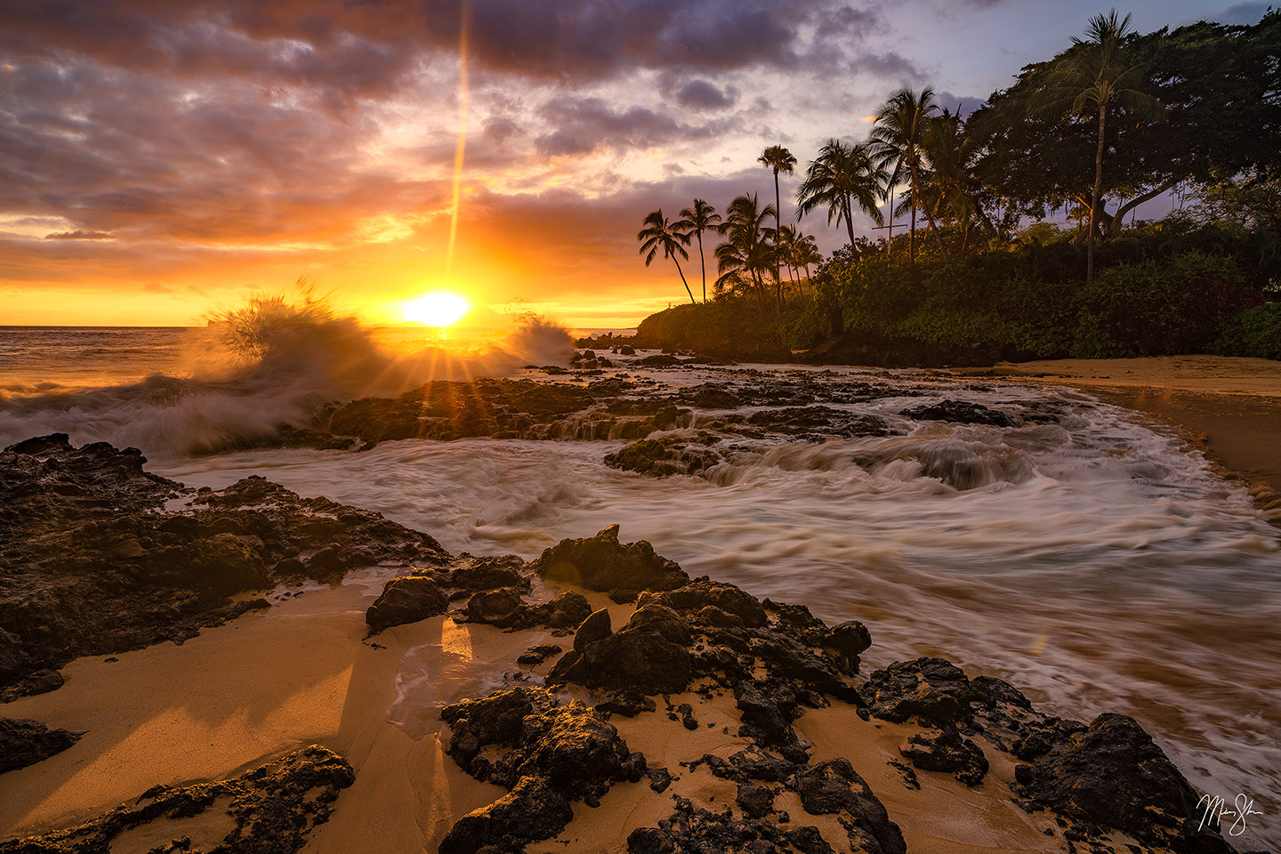 The sun sets on Maui.