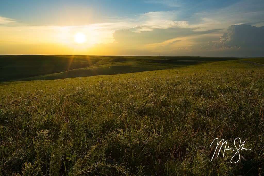 Flint Hills Sunset Warmth Texaco Hill, The Flint Hills, Kansas