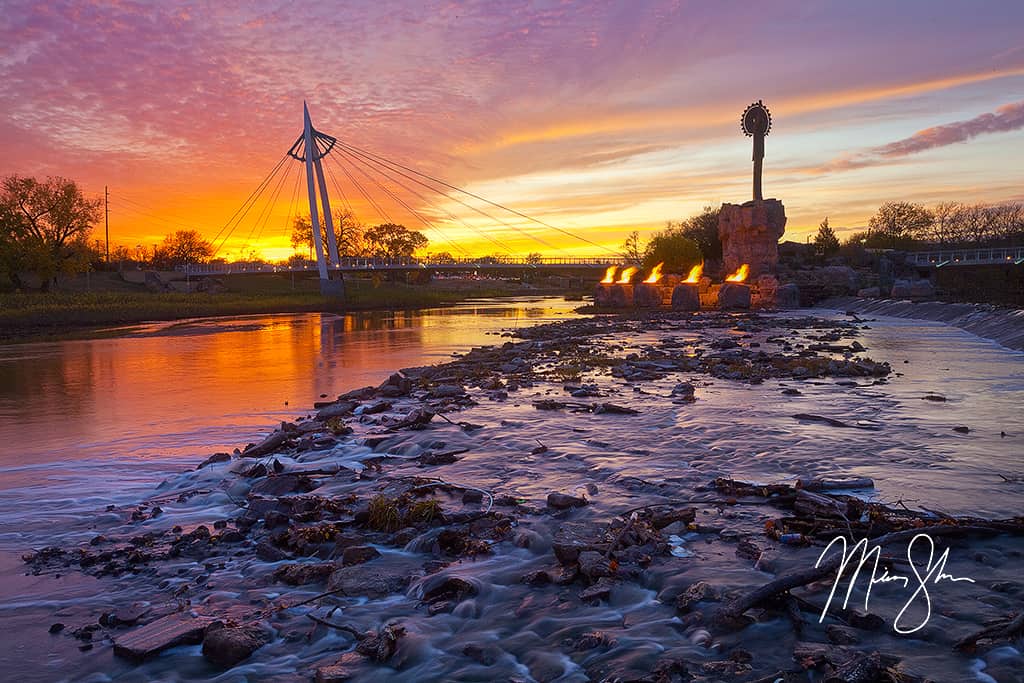 Keeper Of The Plains Sunset Fire Wichita, Kansas Mickey Shannon