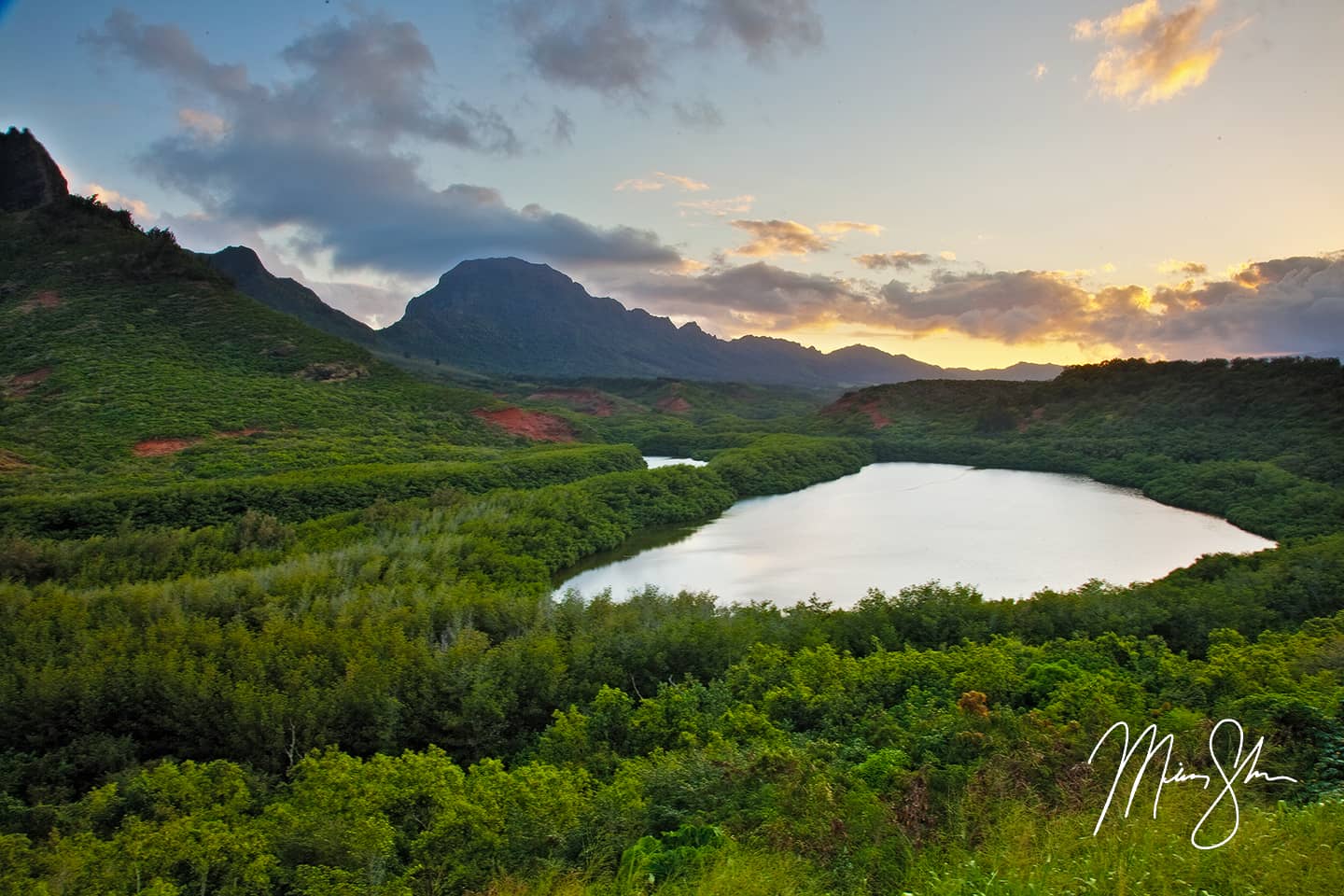 Menehune Alekoko Fish Pond Sunset - Menehune Fish Pond, Kauai, Hawaii