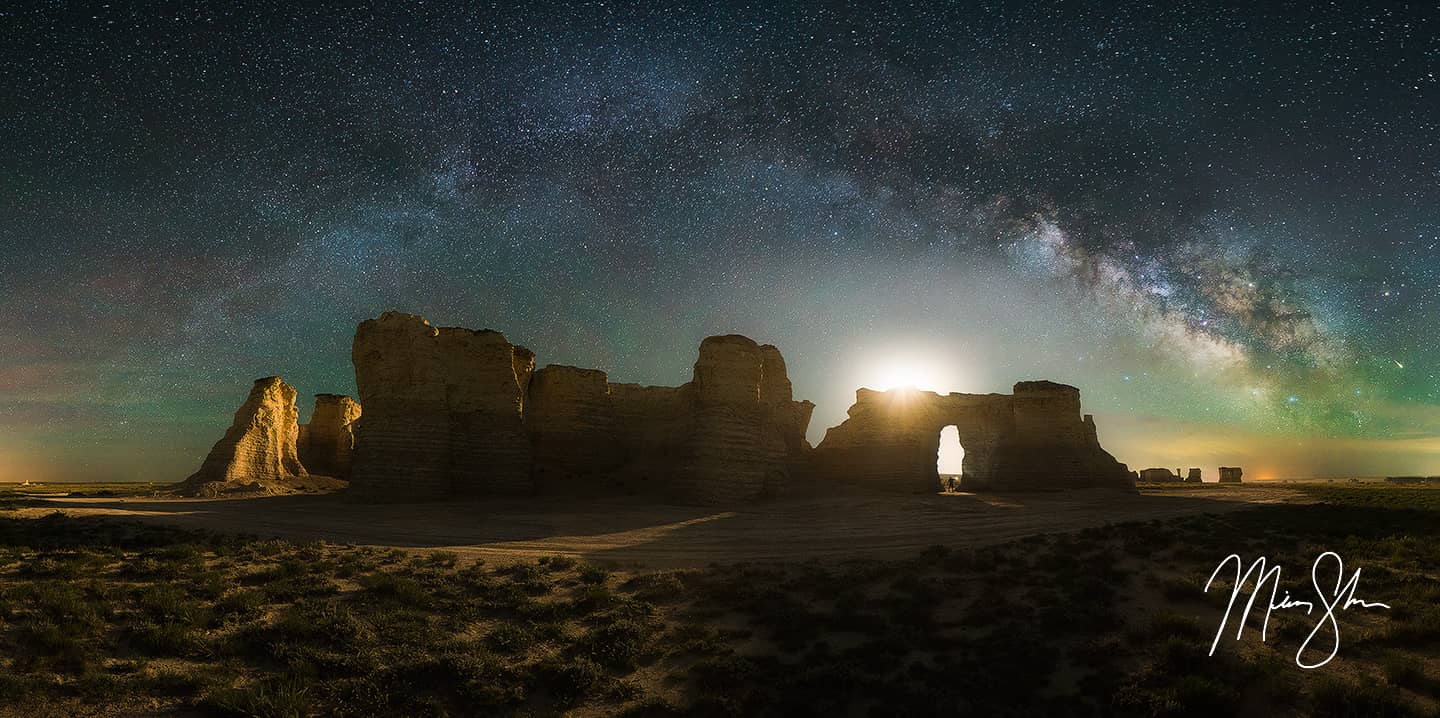 Monument Rocks Milky Way Panorama