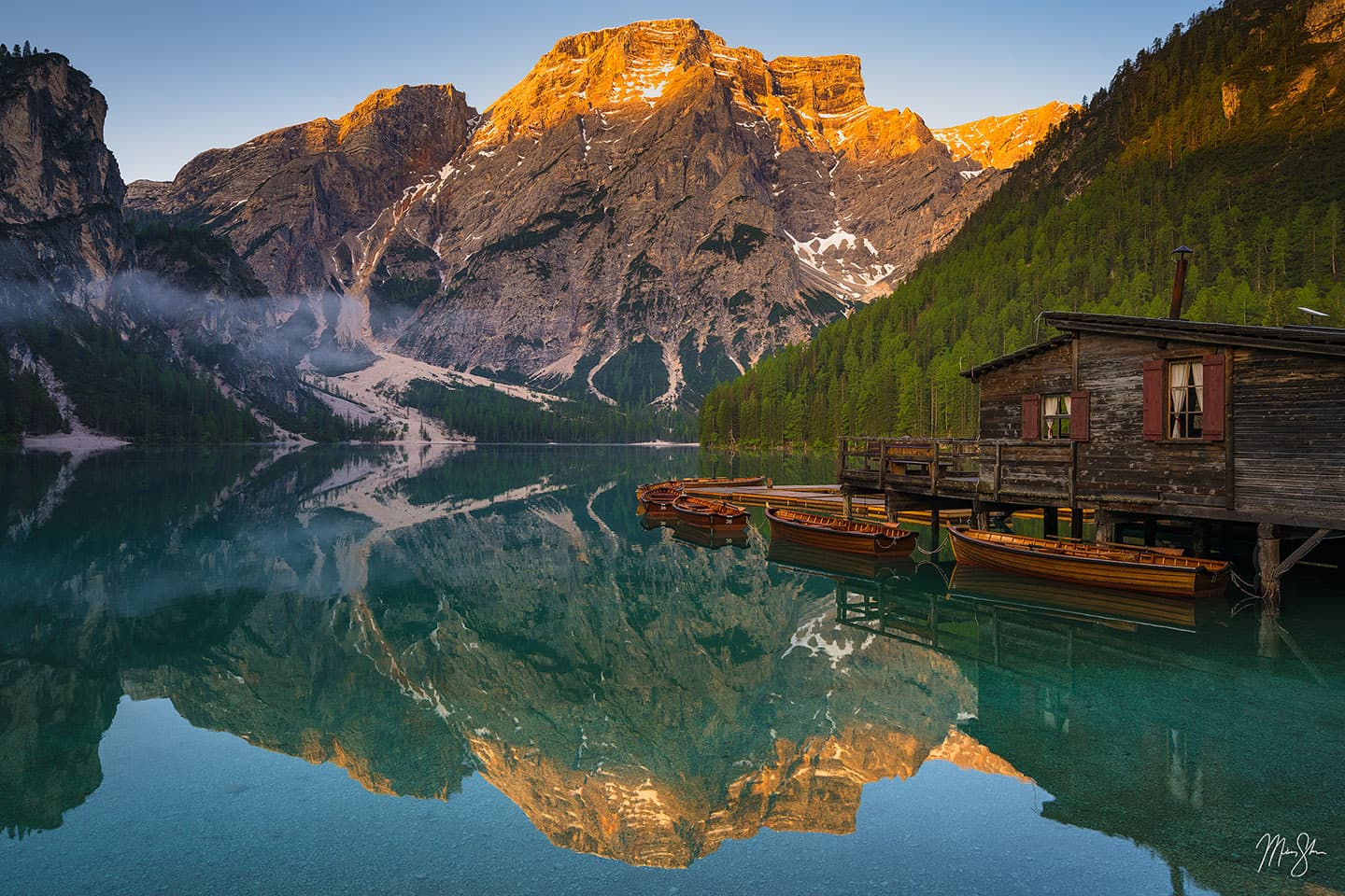 Morning Mist at Lago di Braies - Lago di Braies/Pragser Wildsee, Dolomites, South Tyrol, Italy