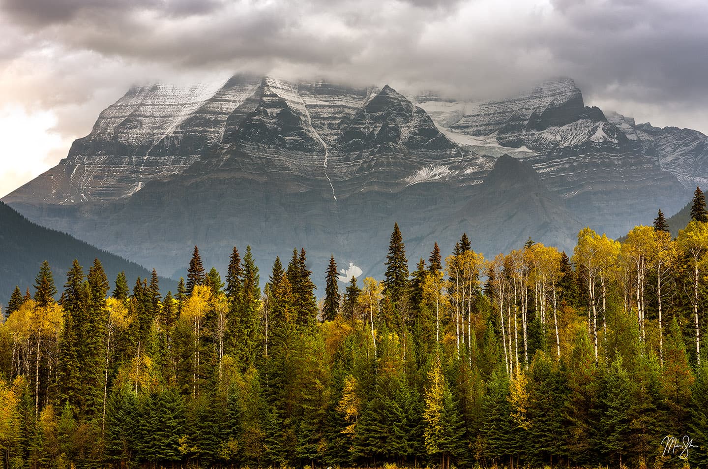 Mount Robson Moody Autumn Morning - Mount Robson Provincial Park, British Columbia, Canada