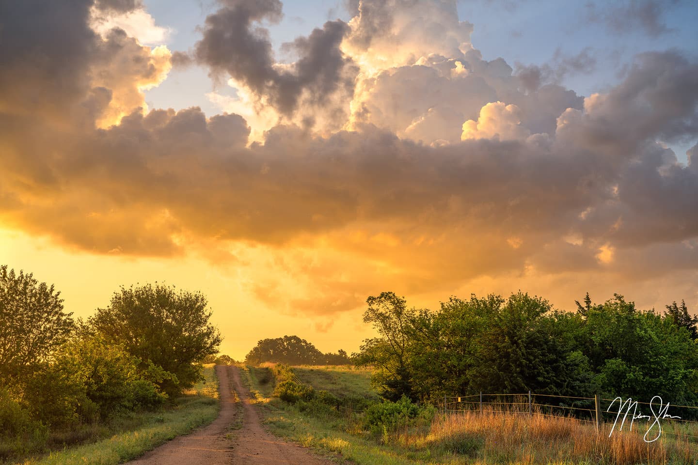 Old Country Road Sunrise - Near Kingman, Kansas