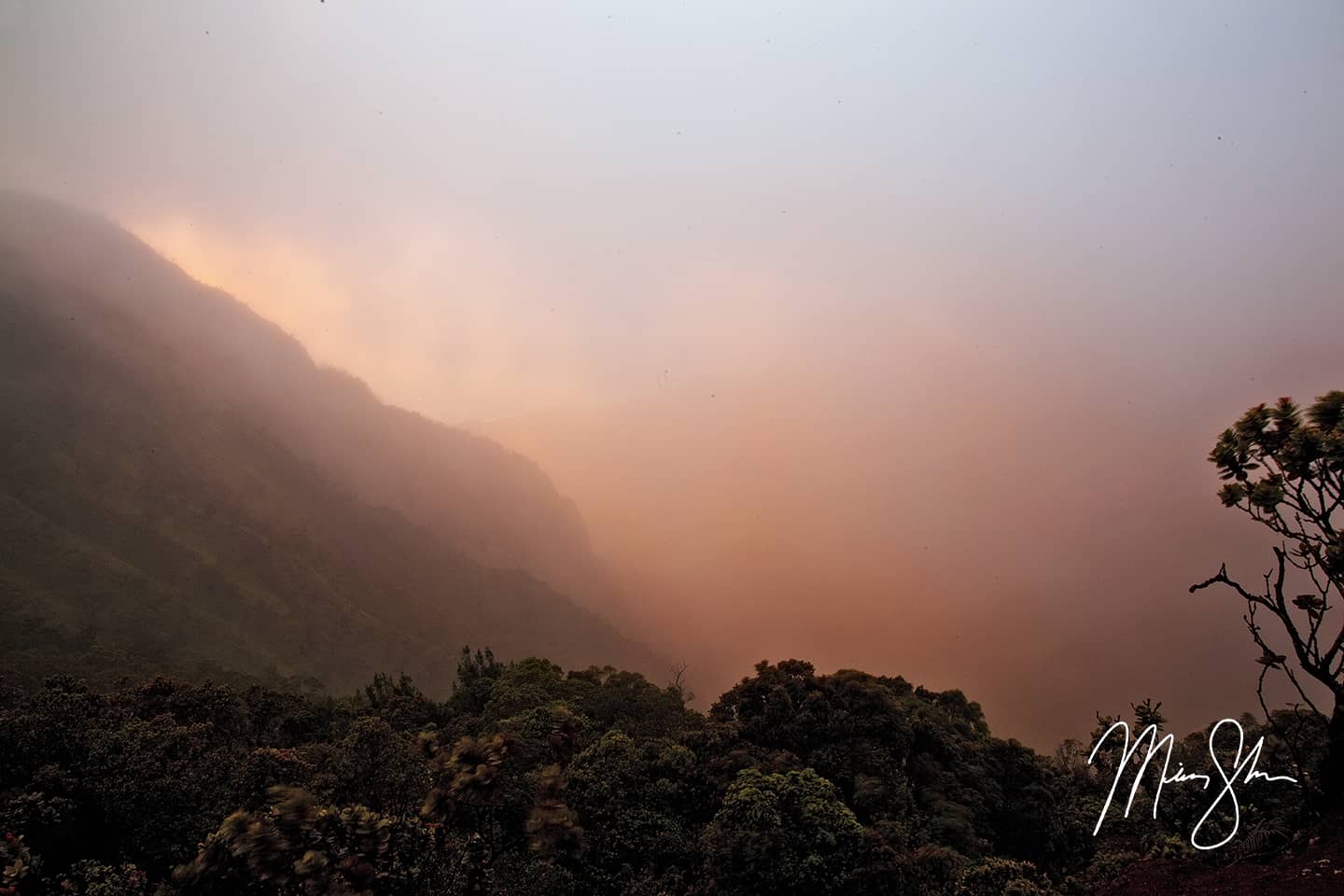 Puu o Kila Lookout Mystical Sunset - Puu o Kila Lookout, Kokee State Park, Kauai, Hawaii