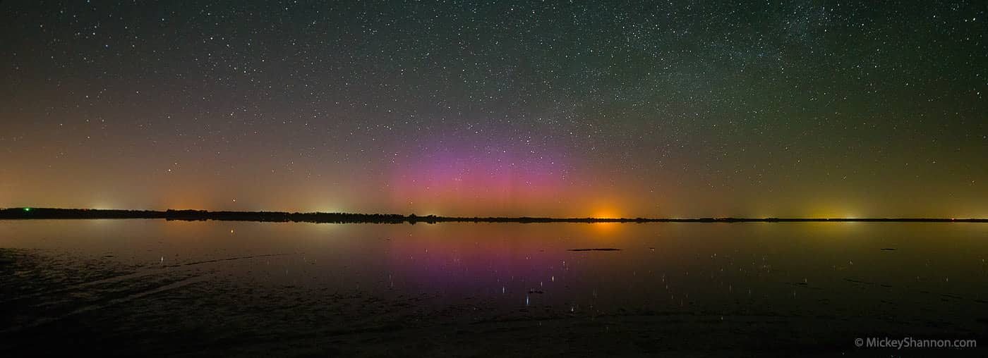 Quivira Northern Lights Panorama - Quivira National Wildlife Refuge