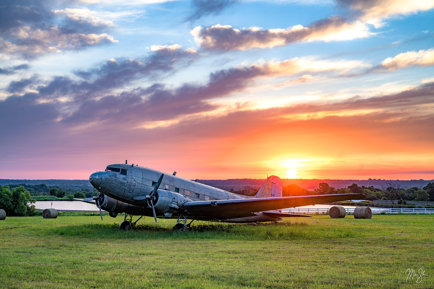 Vintage DC-3 in field in eastern Kansas. Limited Edition of 100