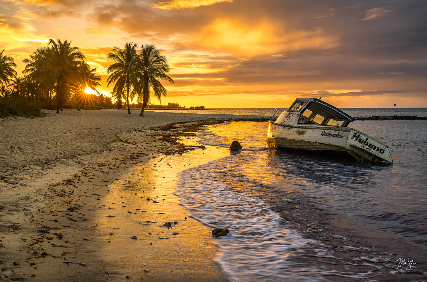 A recently abandonded ship from Cuba at Smathers Beach, Key West